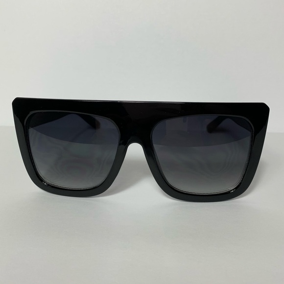Flat Top Black Oversized Sunglasses - Picture 3 of 3